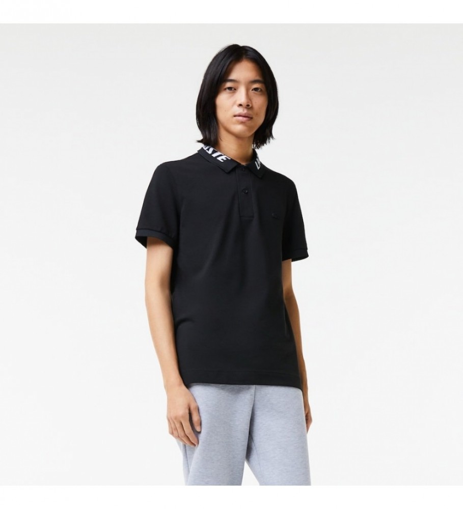 Camisa polo Lacoste Slim Fit em piqué elástico preto