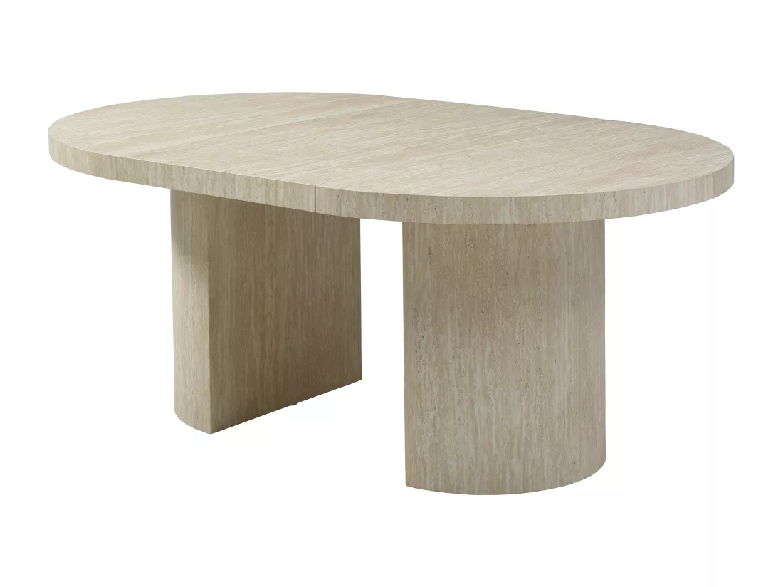 Table à manger extensible 4 à 12 personnes en MDF - Effet travertin beige - SIDRINA