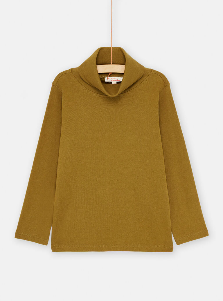 Sous-pull vert militaire uni pour garçon