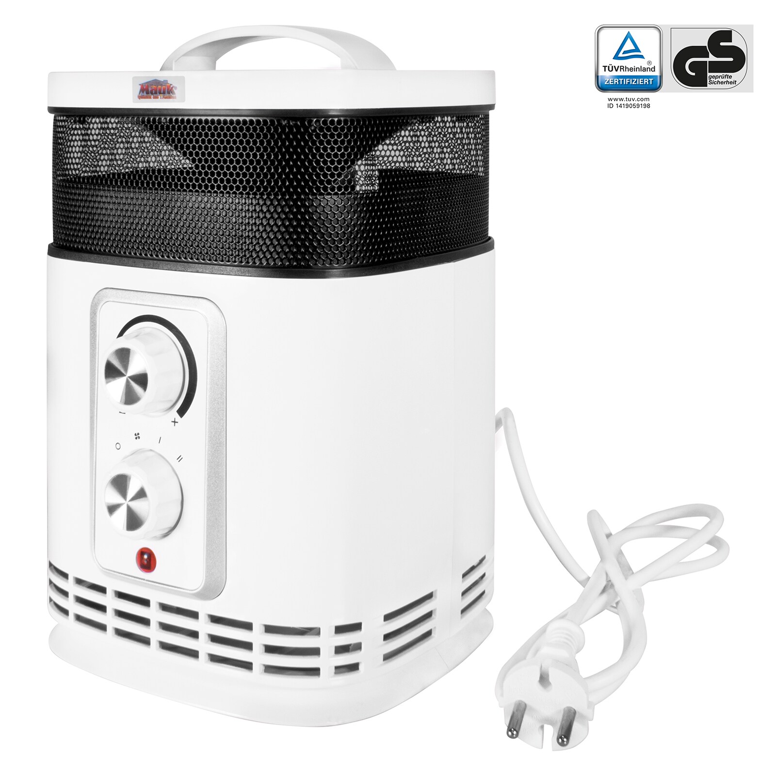 Mauk PTC Keramikheizlüfter 360 Grad 1500W mit Ventilatorfunktion
