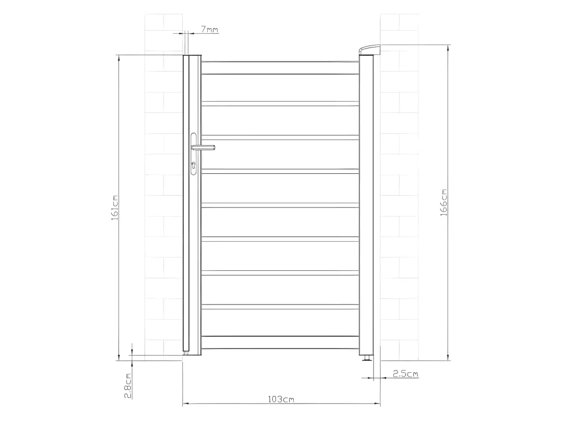 Portillon battant aluminium ajouré L103 x H166 cm anthracite - PRIMO