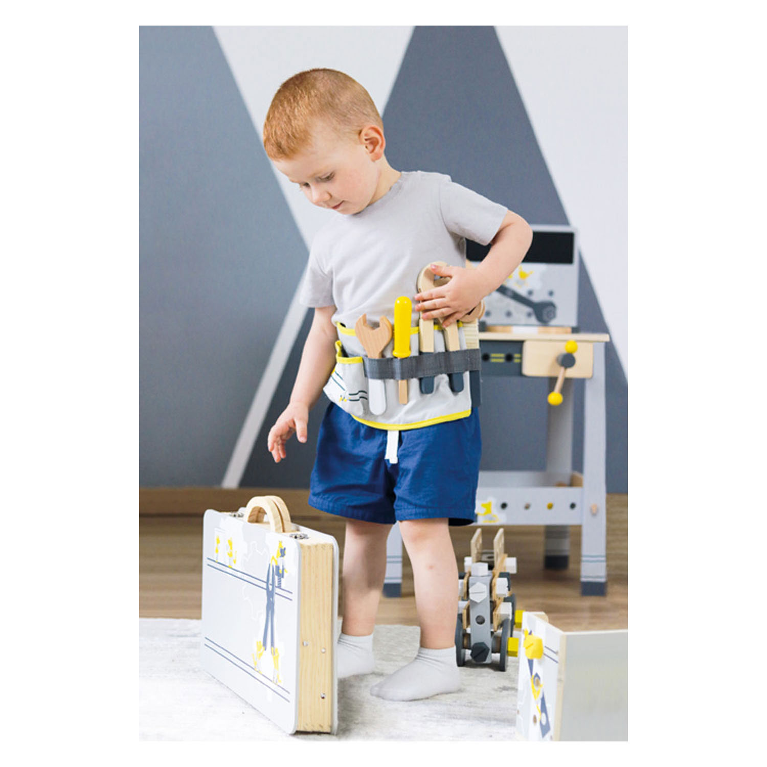 Small Foot-Gereedschapsriem met Houten Gereedschap Miniwob