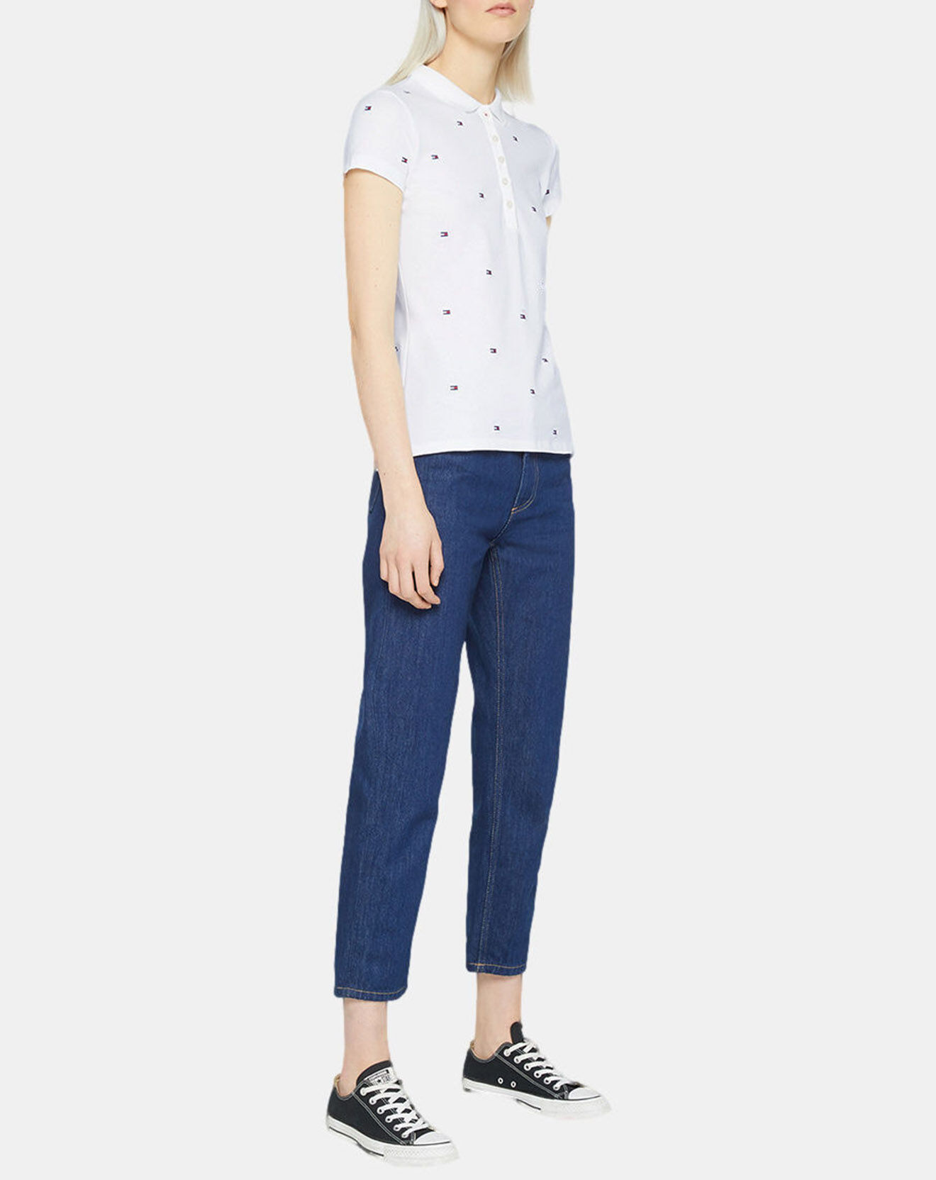 Tommy Hilfiger Polo slim fit felicia embroidery  imprimé blanc