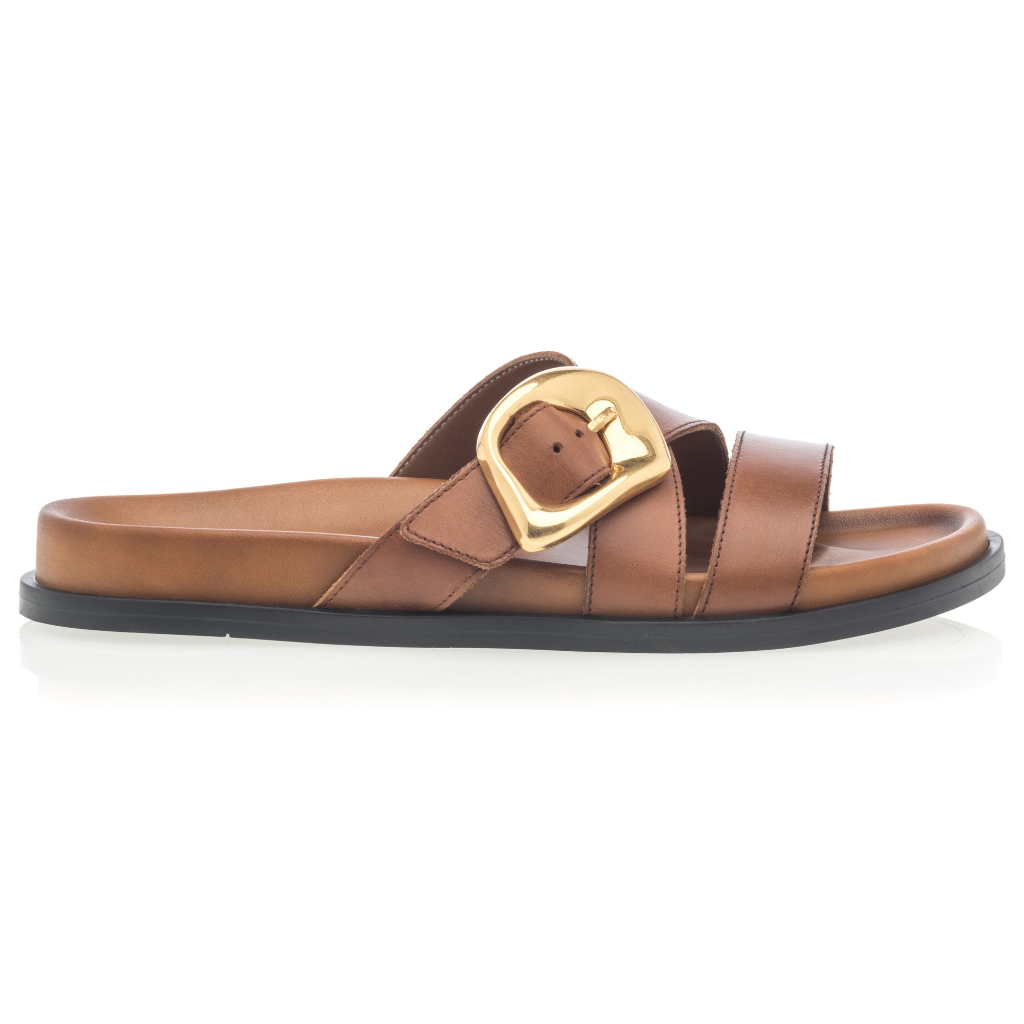 Mules Femme en cuir cognac