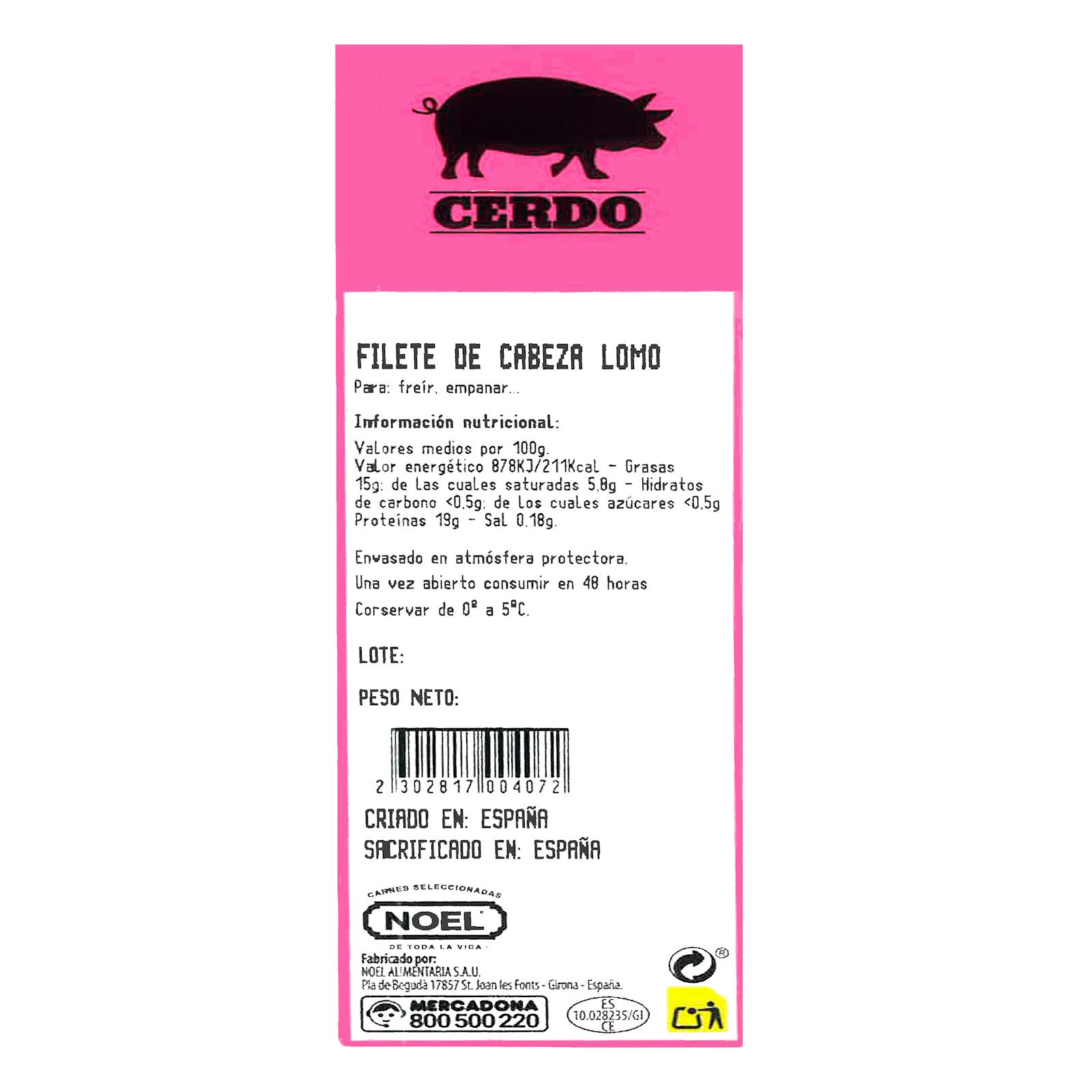 Filets de longe de porc tête