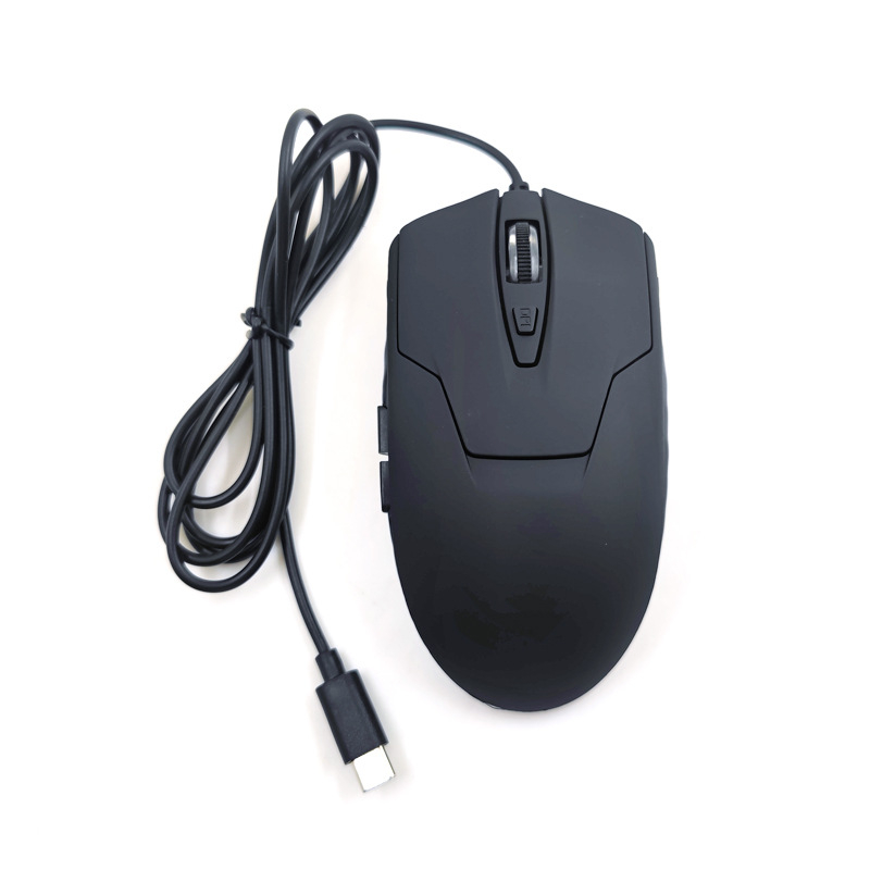 Optische USB C Gaming Maus mit Kabel 2400 DPI mit 6 Tasten   Beleuchtung (MacOS/Windows) - Schwarz