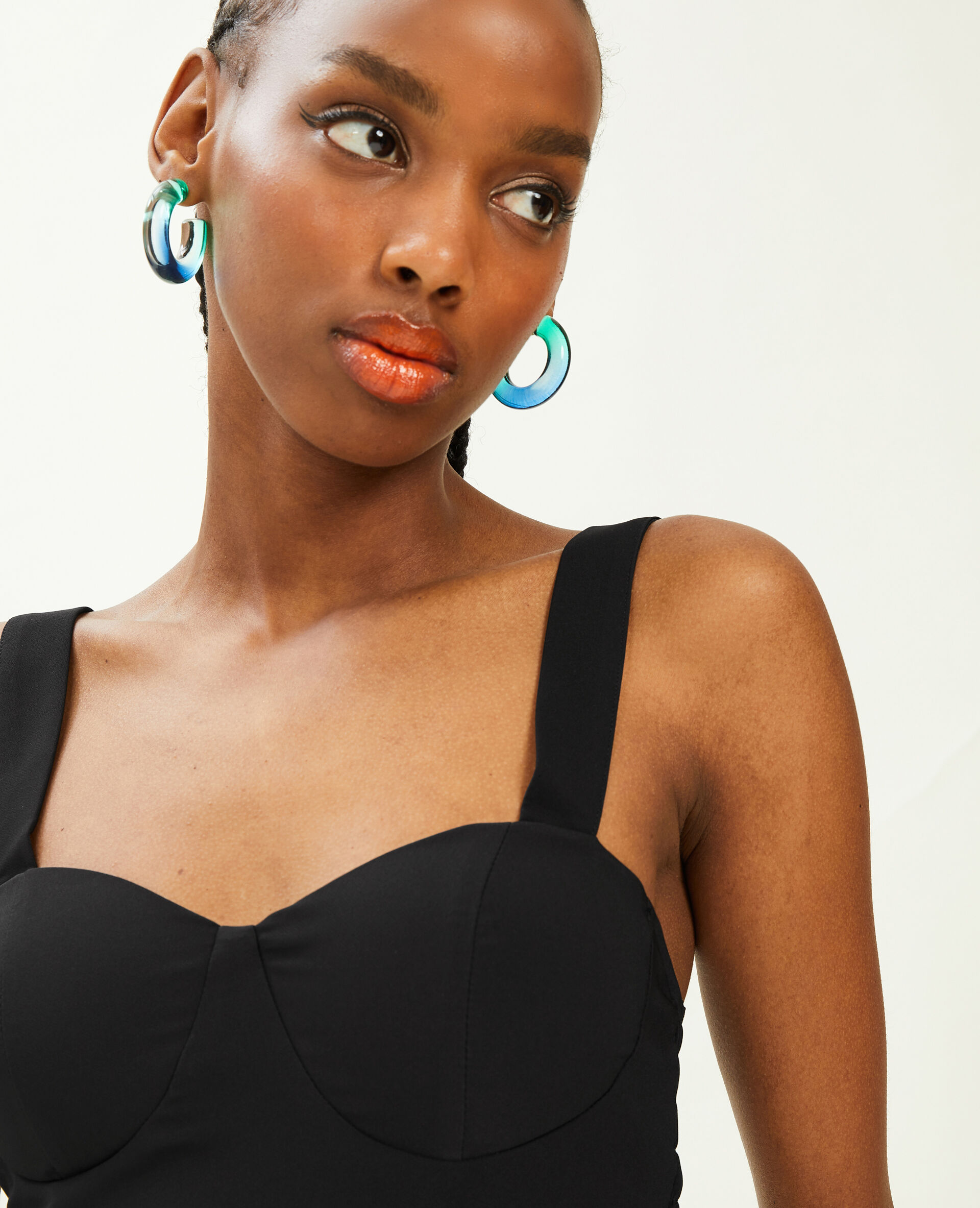 Top brassière larges bretelles - Noir