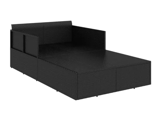 Chaise longue avec coussins noir 182x118x63 cm résine tressée