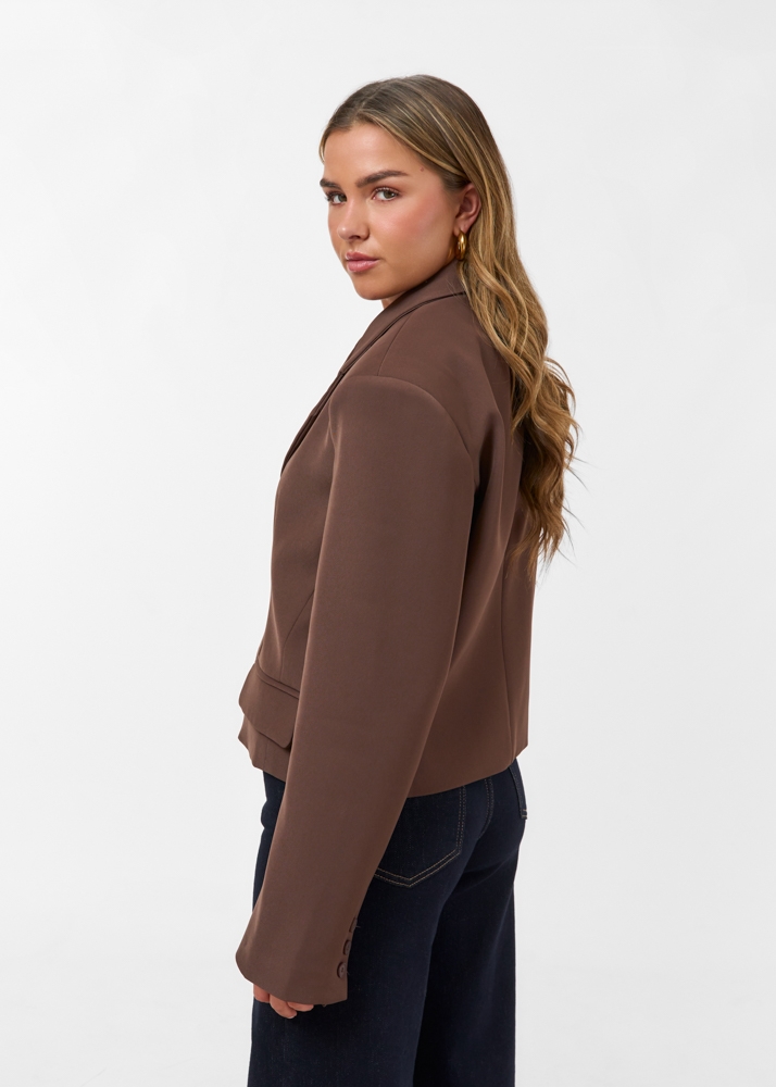 Audrey cropped blazer choco bruin