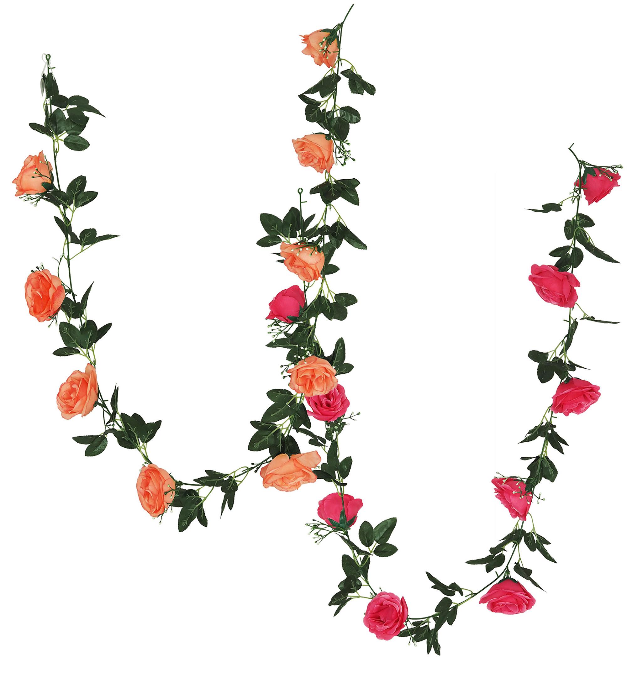 GUIRLANDE ROSES H.150CM ROSE ET SAUMON