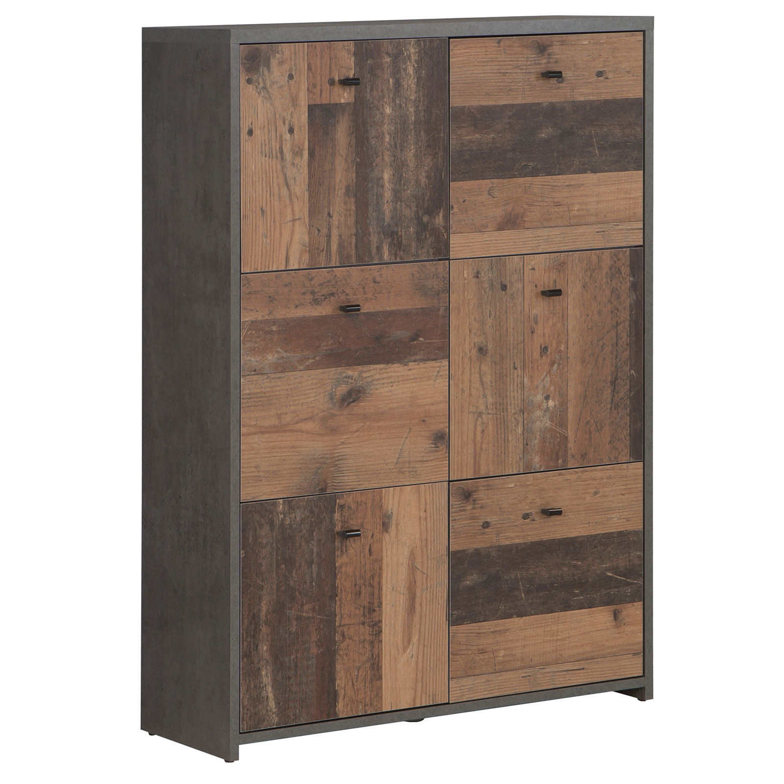 Kommode - Betonoptik-Old Wood Vintage - 77 cm breit - 6 Türen