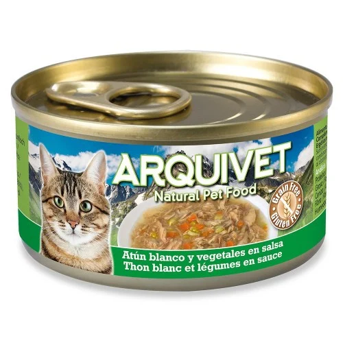 Ração úmida Arquivet para gatos, sabor atum branco e vegetais
