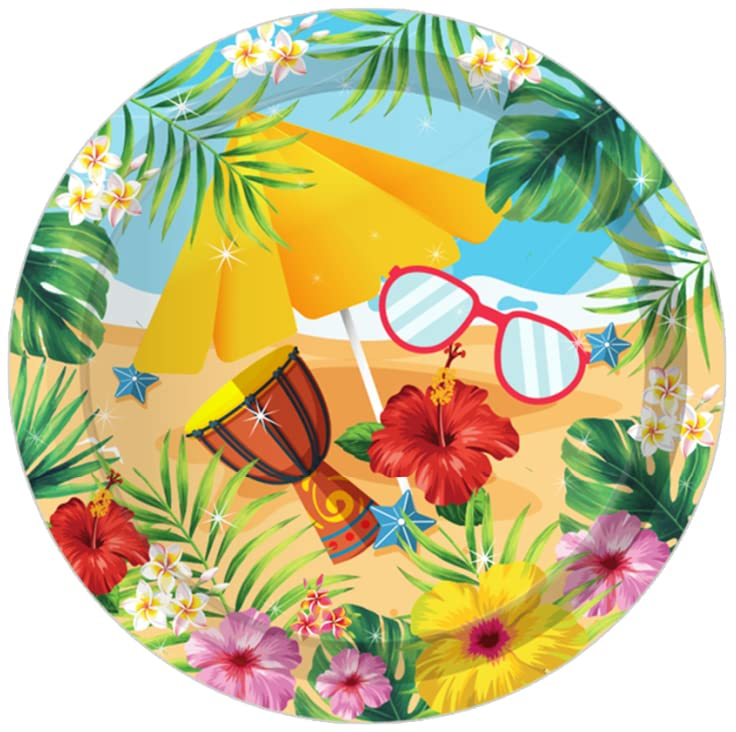 (141-tlg. Set) Einweg Geschirr Sommer Hawaii Party Tisch Dekoration inkl. Teller / Servietten / Papp Becher / Besteck - Aloha