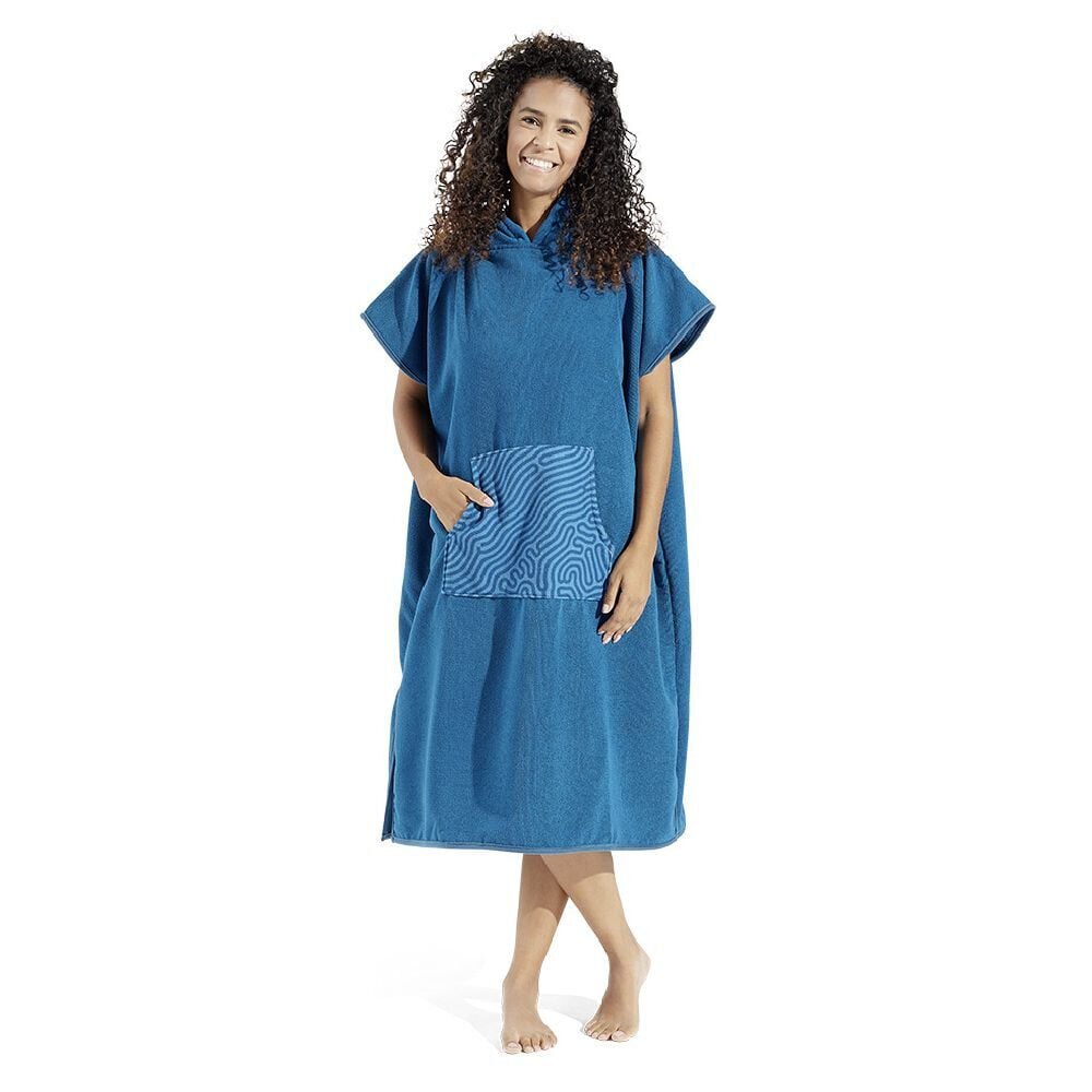 Poncho microfibre adulte 110x80cm bleu