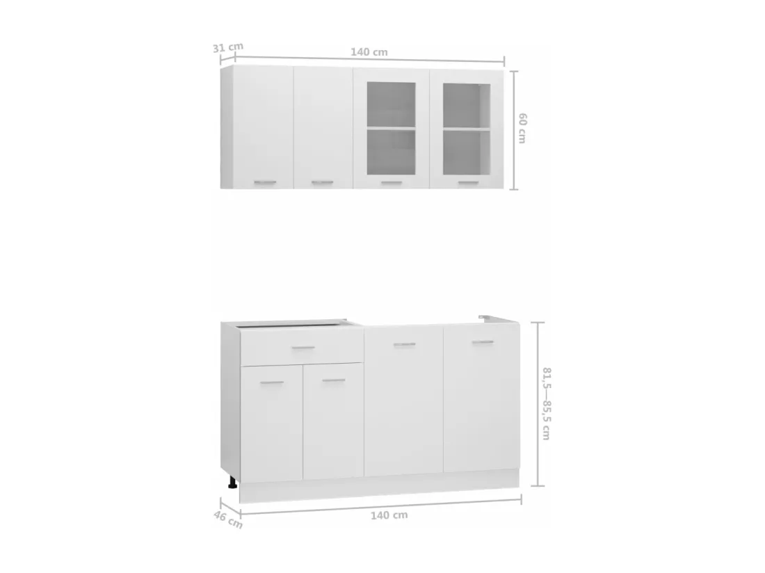 Ensemble de meubles de cuisine 4 pcs Blanc Bois d'ingénierie