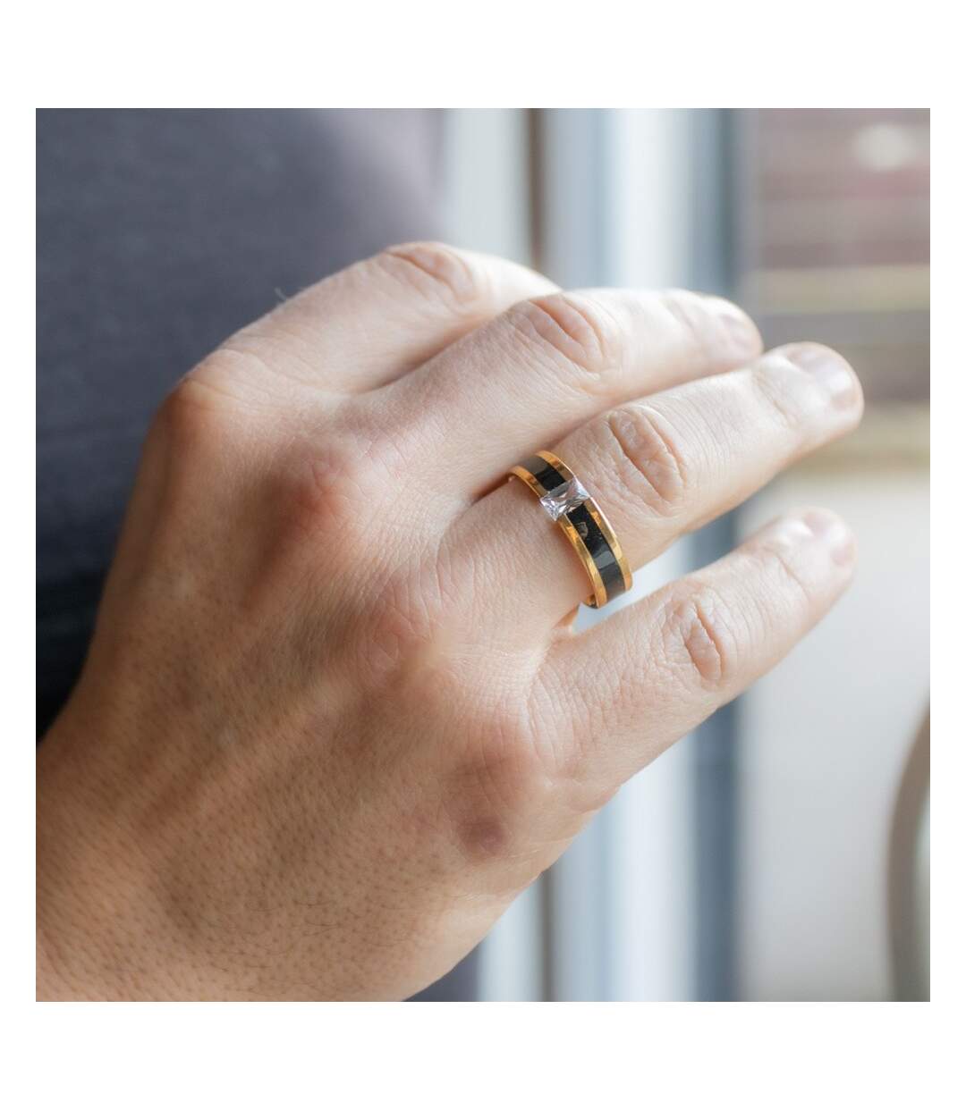 Bague Anneau Homme Acier Doré ALTAIR