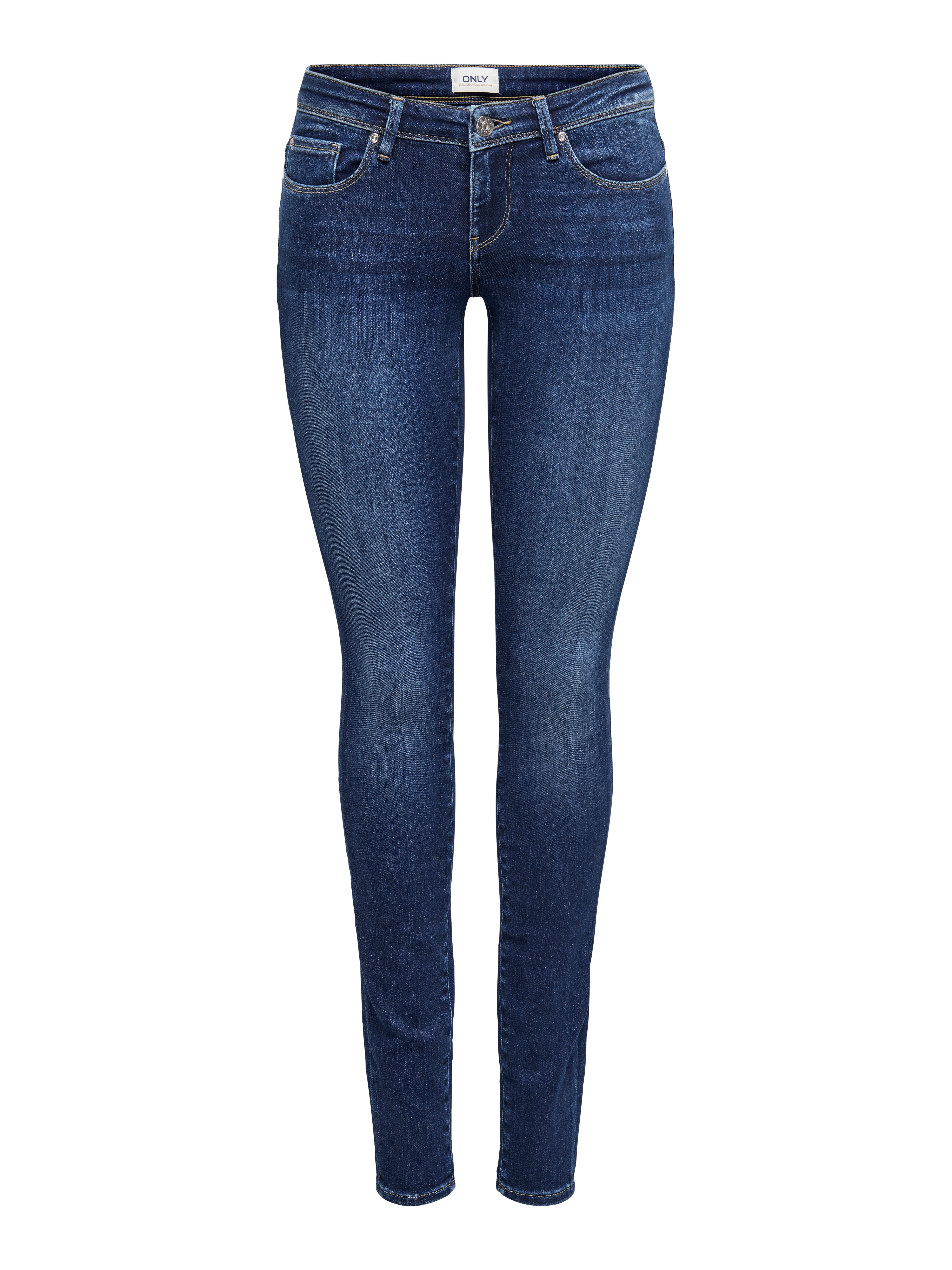 ONLCORAL Sehr niedrige Taille Skinny Fit Jeans Dark Blue Denim