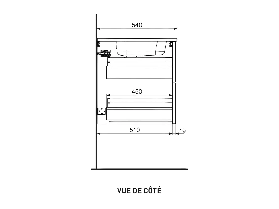 Meuble sous vasque 140 cm Anthracite + double vasque - BADEN