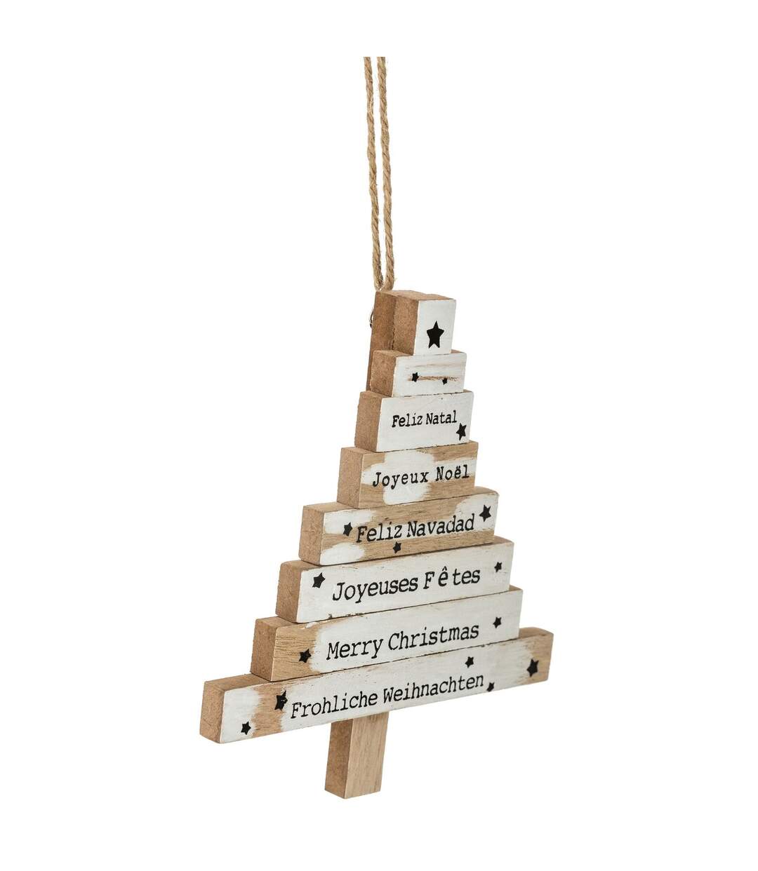 Décoration en bois pour sapin de Noël Pancarte - Blanc