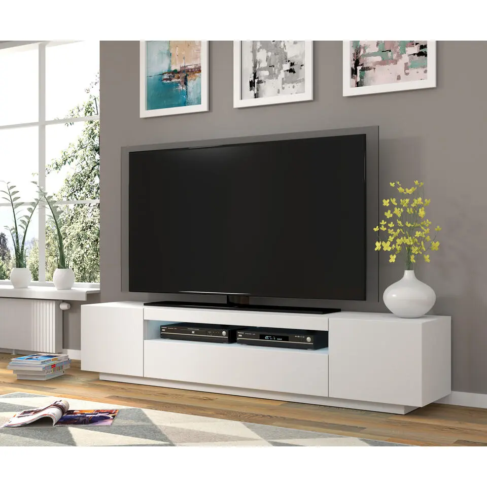AURA TV-meubel 200 cm universeel mat wit
