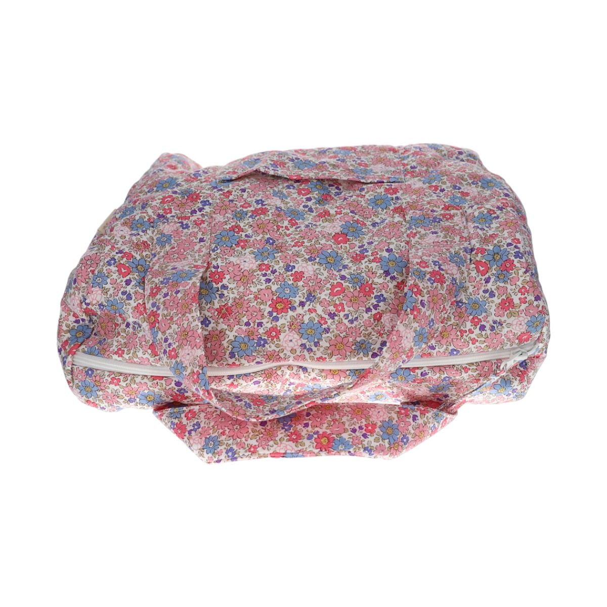 Grande trousse de toilette vanity fleurie bleu et rose Jolie saison