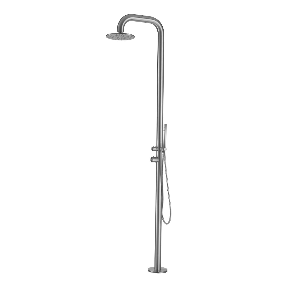 FortiFura Outdoor Deluxe vrijstaande buitendouche met handdouche geborsteld RVS