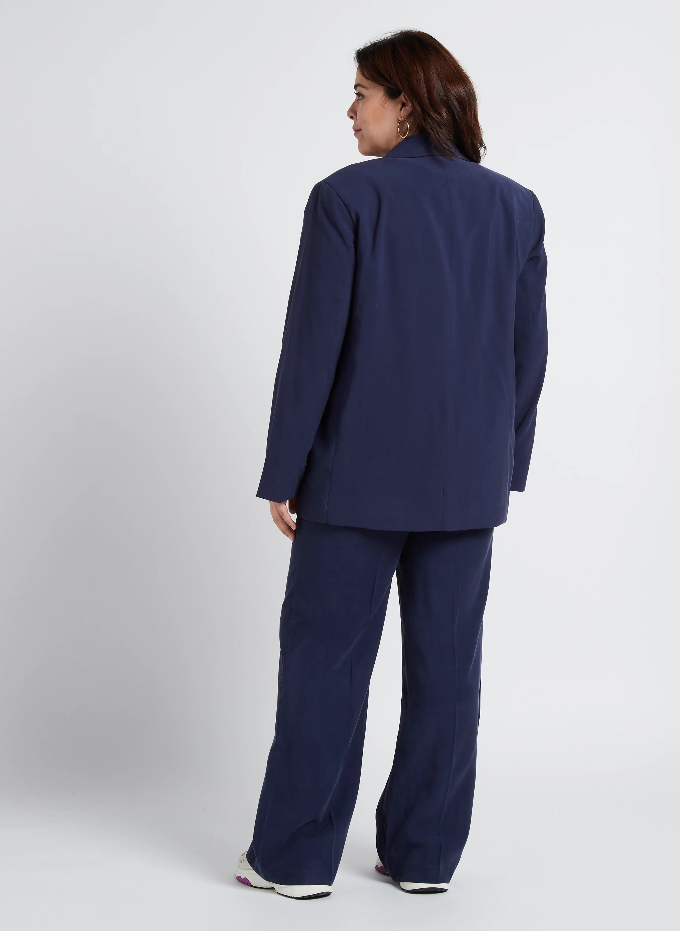 Top fluide col V satiné | Bleu