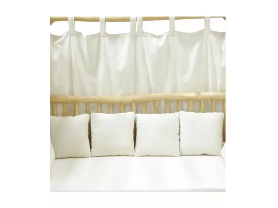 Lit d'extérieur en teck naturel et coton blanc