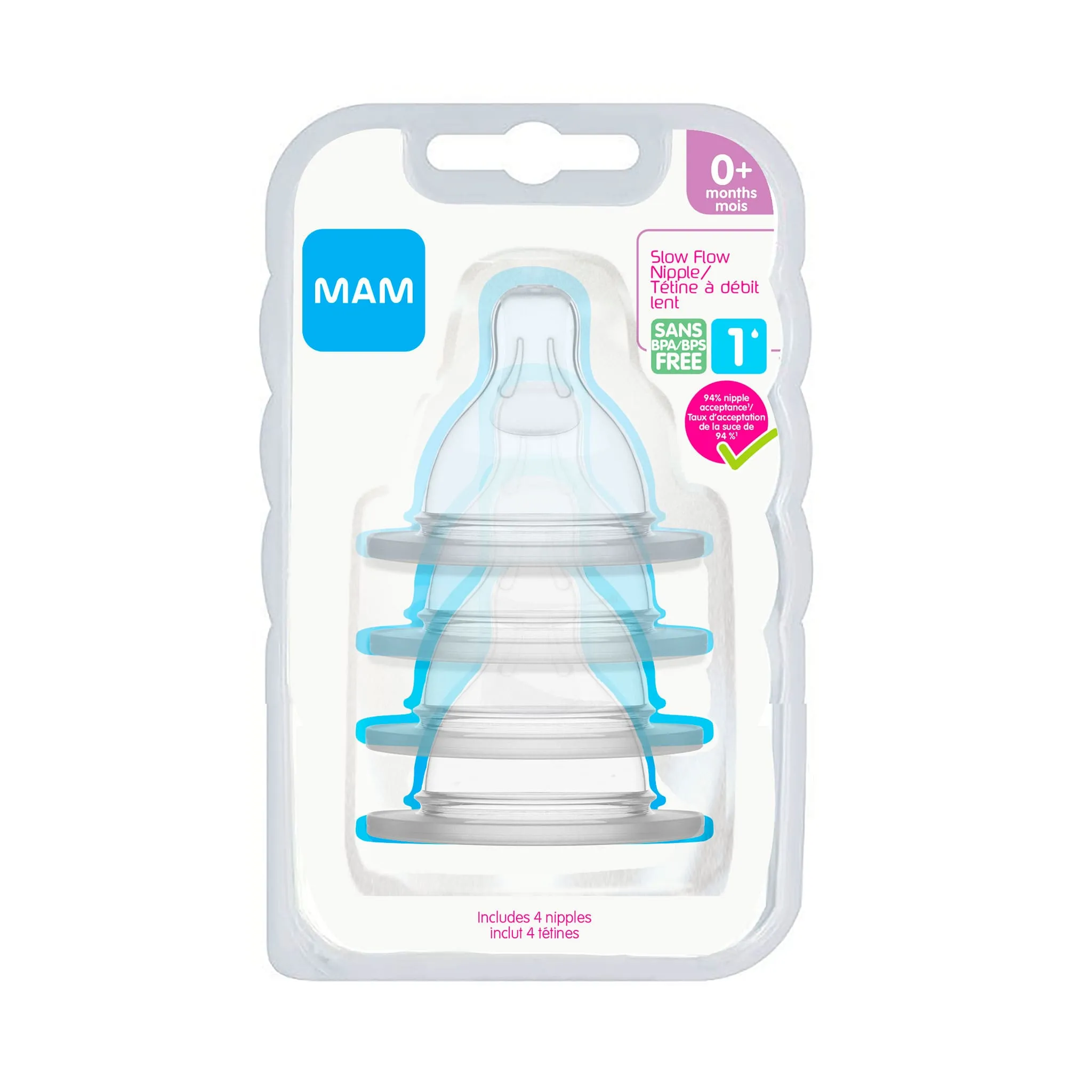 Mam Baby Tétines (4) 0+mois - Niveau 1