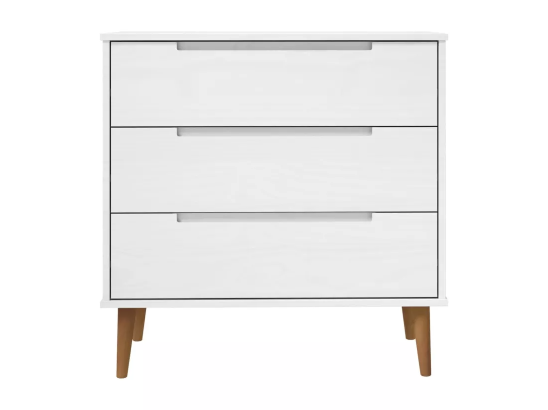 Commode MOLDE Blanc 80x40x80 cm Bois de pin massif