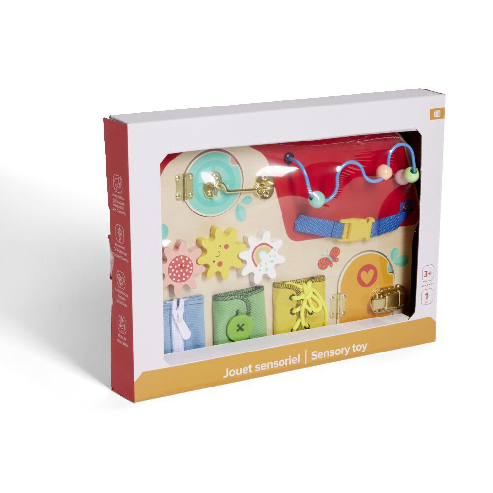 Planche activités enfant bois et métal 40x29,7xH6,4cm