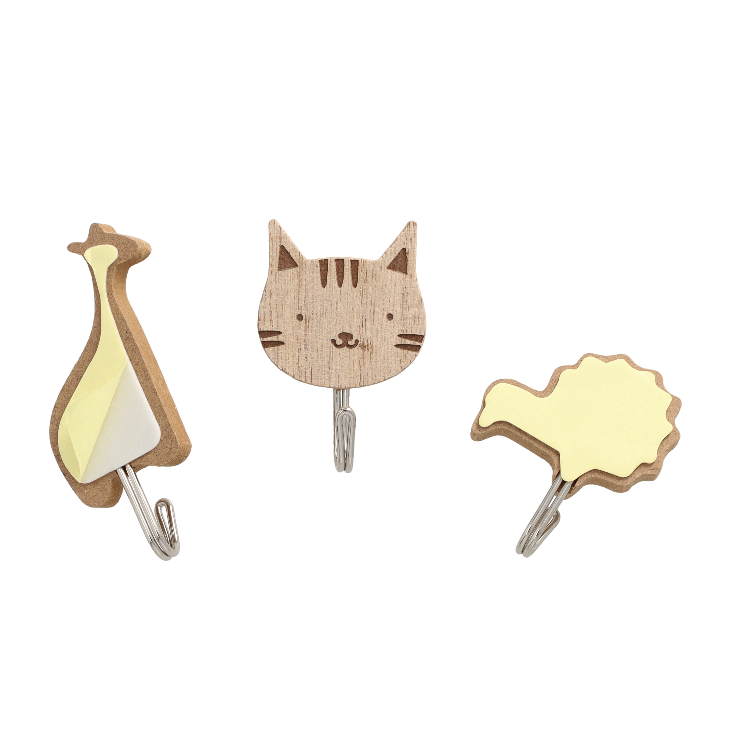 (6er Set) Holz Garderobe Wandhaken Selbstklebende Kinder Kleiderhaken - Tiere