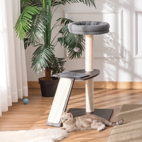 Arranhador para gatos PawHut com múltiplas plataformas