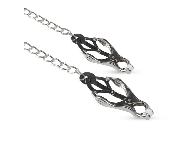 Easytoys Fetish Collection Japanische Kleeklammern mit Kett Metallklemmen für die Nippel für erotische Bondage-Spiele