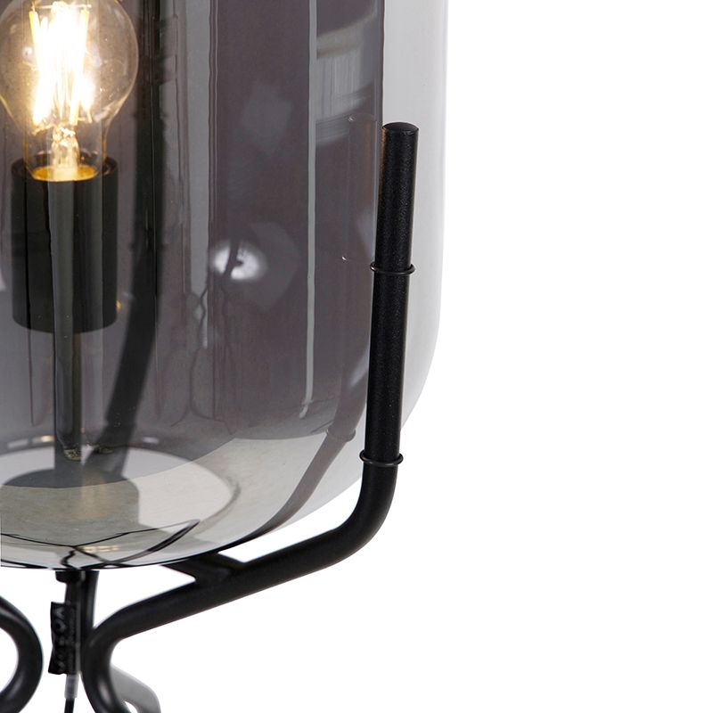 Smart vloerlamp zwart incl. WiFi A60 smoke glas - Bliss