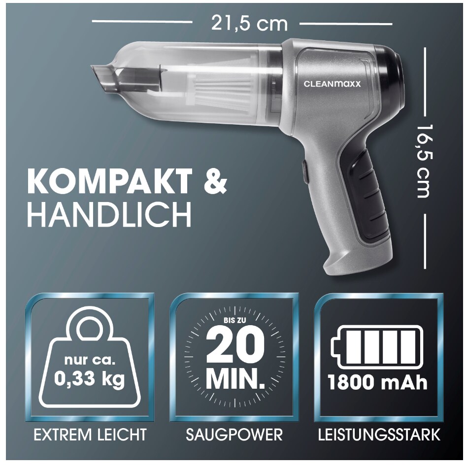 CLEANmaxx Akku-Zyklon-Handstaubsauger Set 9-tlg