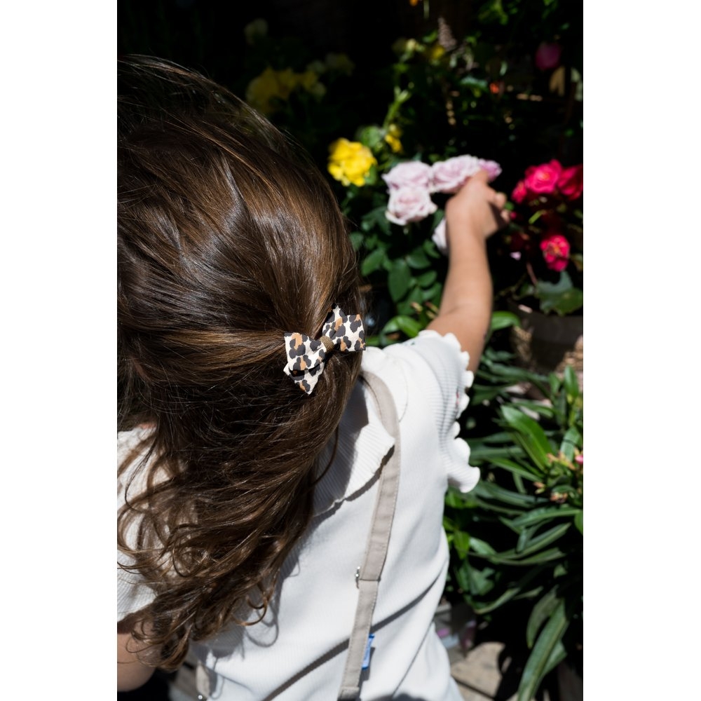 Petite Barrette Double Noeud Croisé Leopard