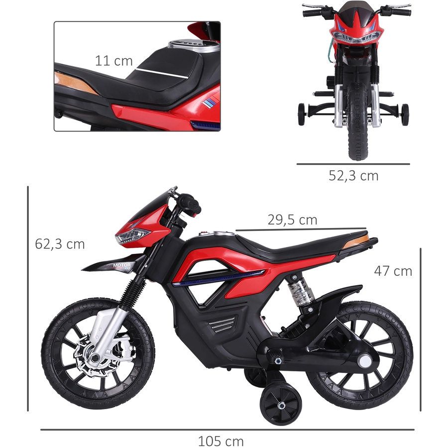 HOMCOM Elektro-Motorrad für Kinder rot