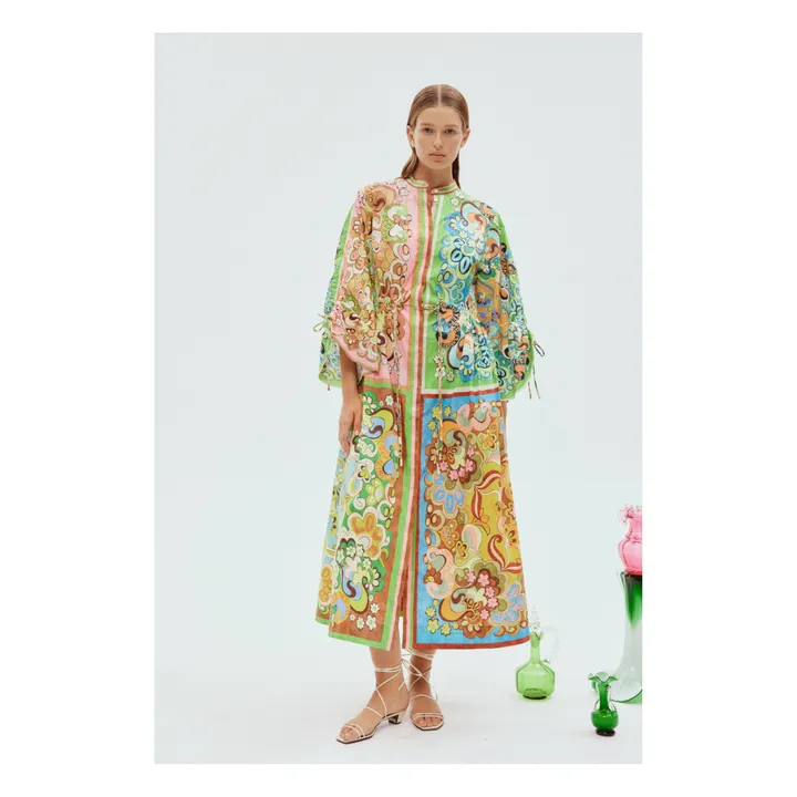 Alémais Robe Ceinturée Dreamer Popeline de Coton Bio | Vert