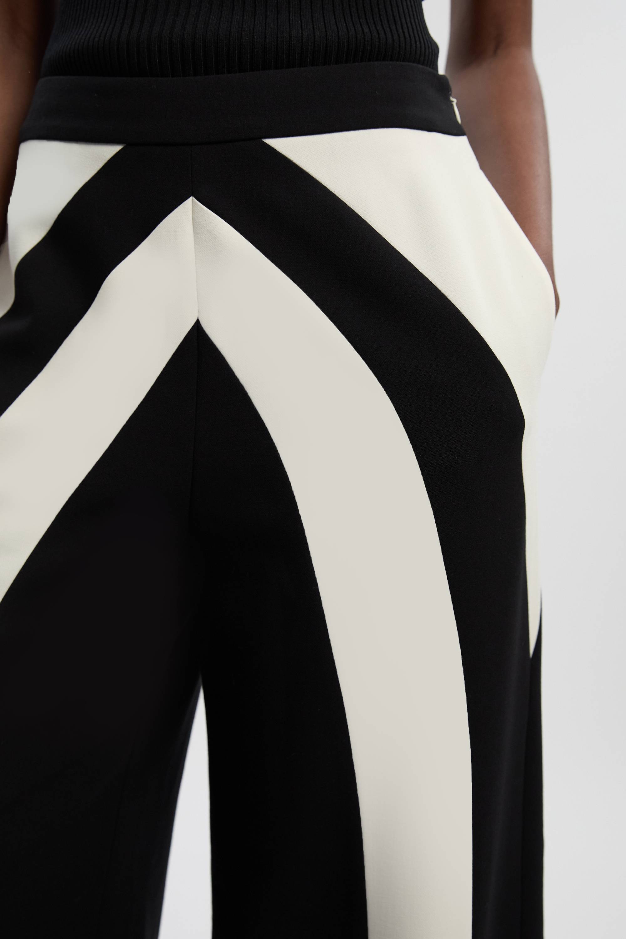 KarenMillen Pantalon Tailleur Large à Blocs de Couleurs en Stretch Compact
