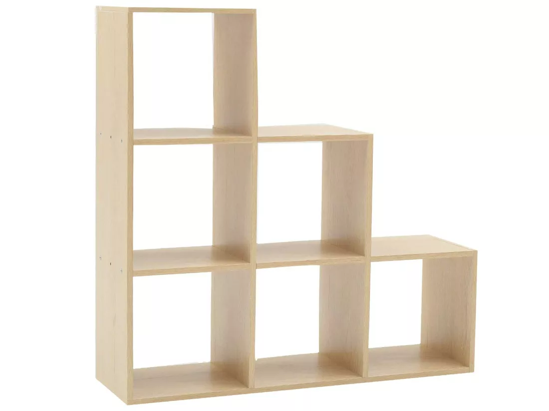 Etagère Bibliothèque Stockage 6 Niveaux Marron Bois 97,5x97,5x29