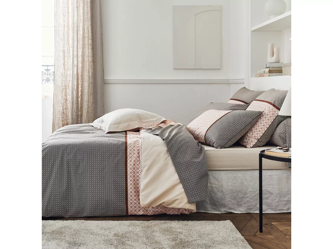 Taie de traversin 200x43 cm percale coton longues fibres GABIN marron