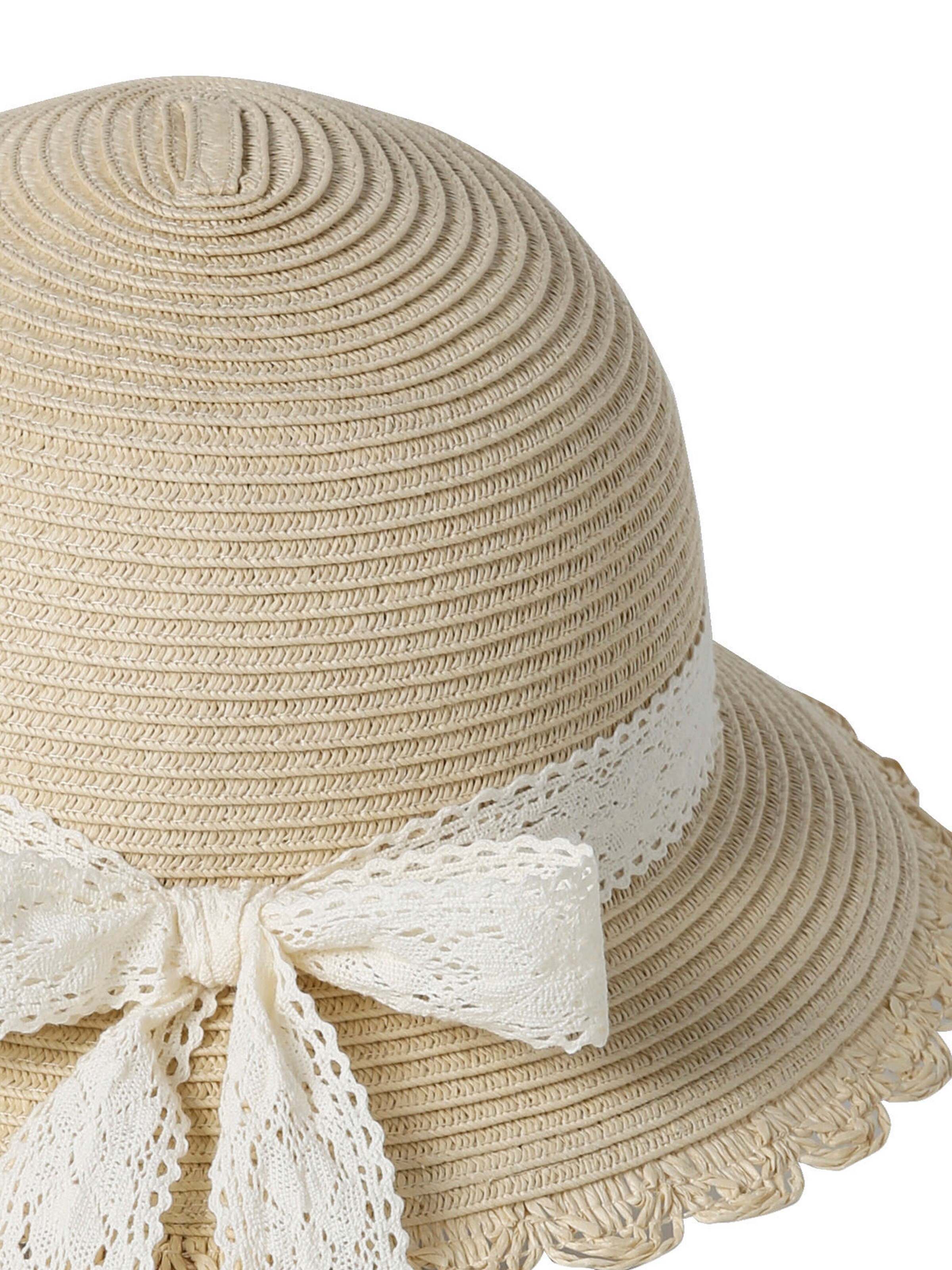 Vertbaudet Mädchen Baby Sonnenhut mit Spitzenband sandfarben