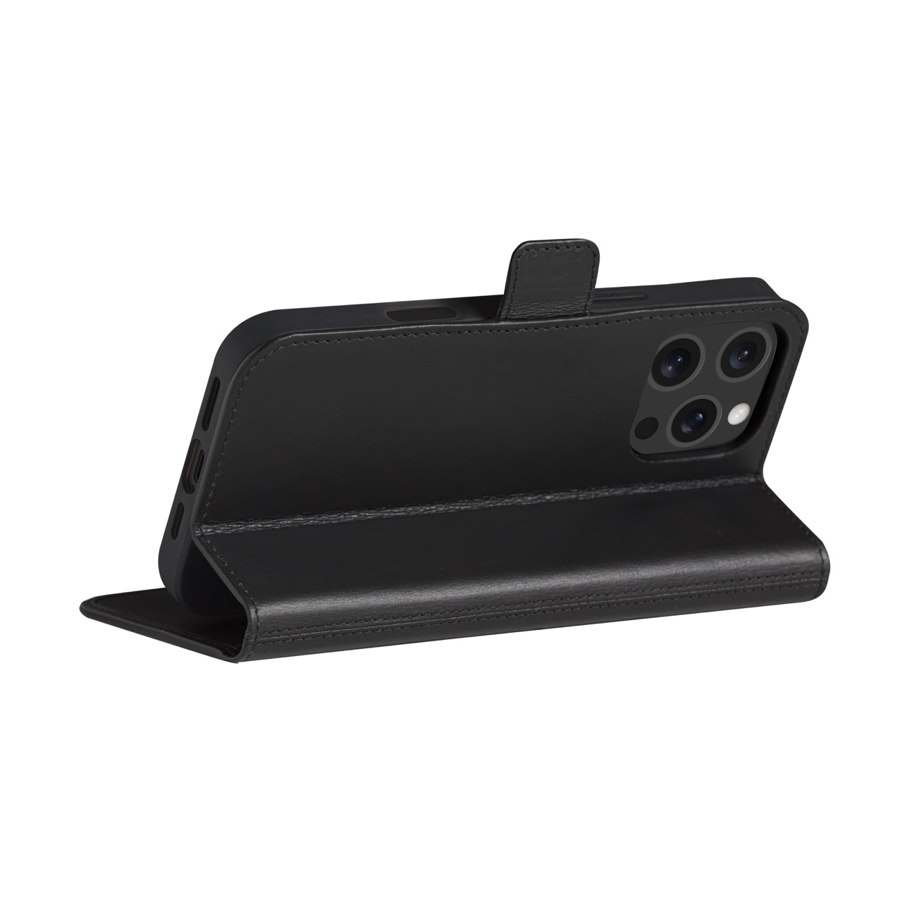 iPhone 16 Pro Max Echtleder Tasche mit RFID Schutz Copenhagen (CO67GTBL6206) - Schwarz