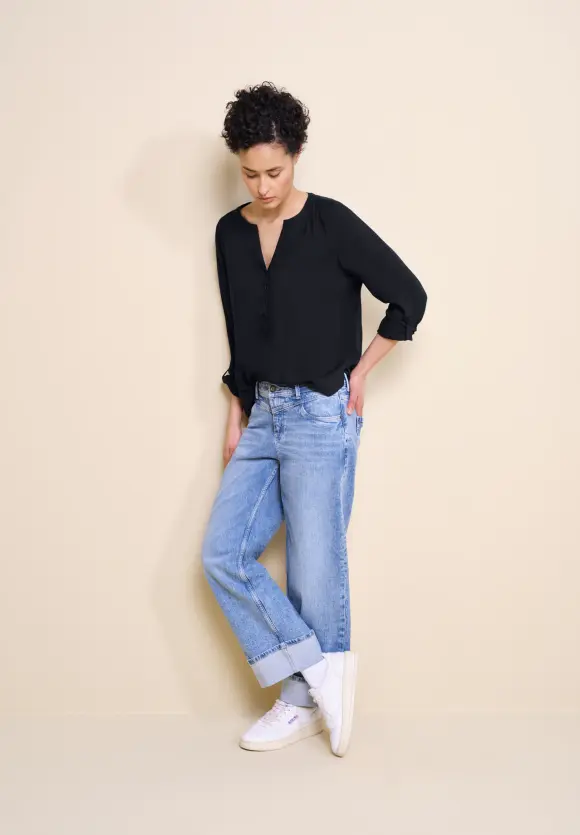 Bluse in Unifarbe - dark blue