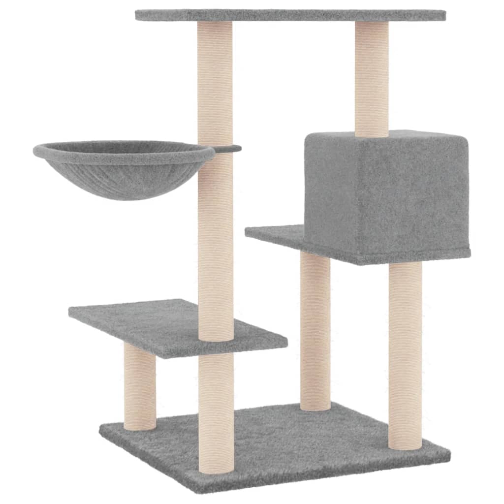 Arranhador para gatos vidaXL com hastes de sisal cinza claro, 82,5 cm