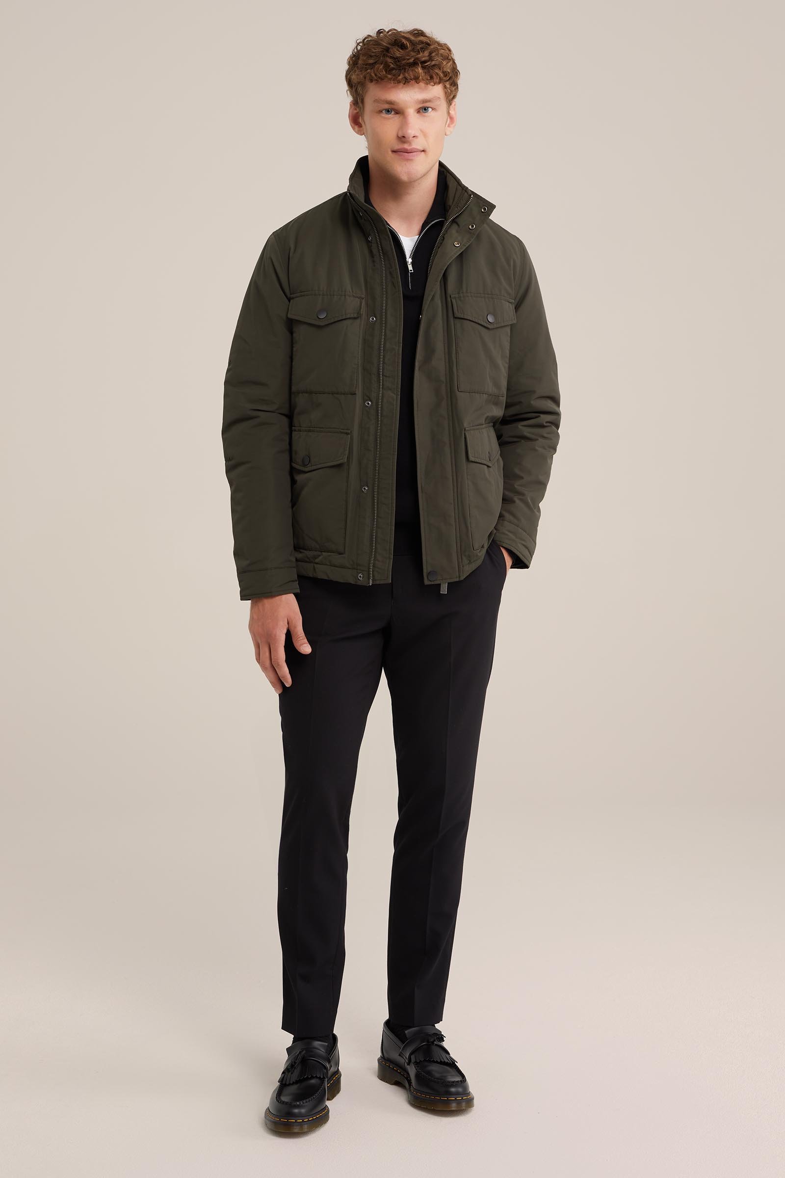 waterafstotend jack met opgestikte zakken WE Fashion Donkergroen