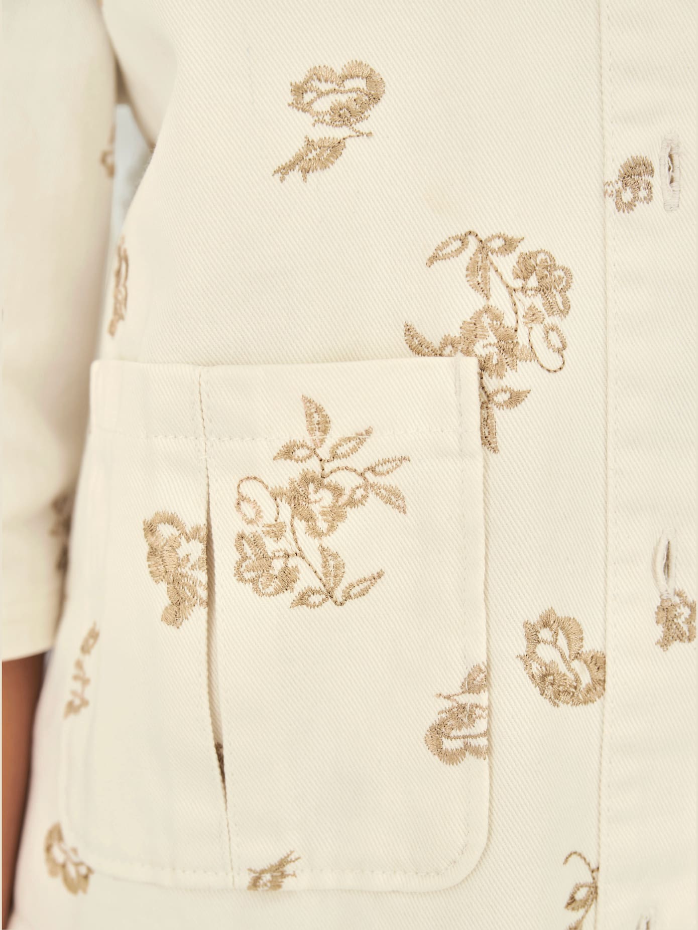 Veste en jean superbe broderie florale