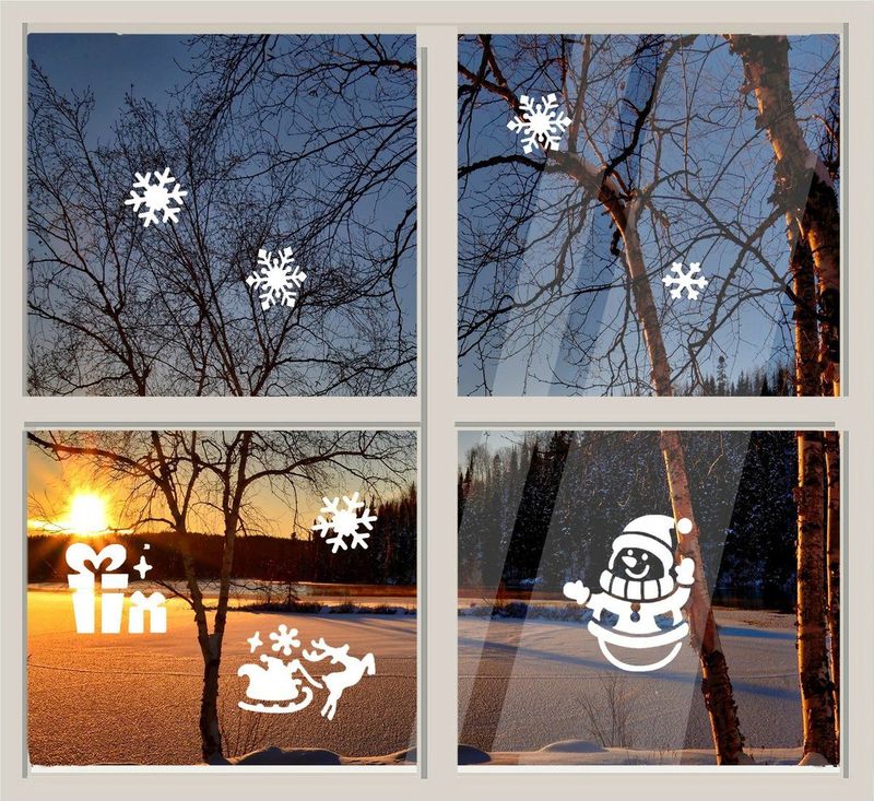 Decoris kerst/winter raamsjabloon - sneeuwpop - 47,5 x 24,5 cm
