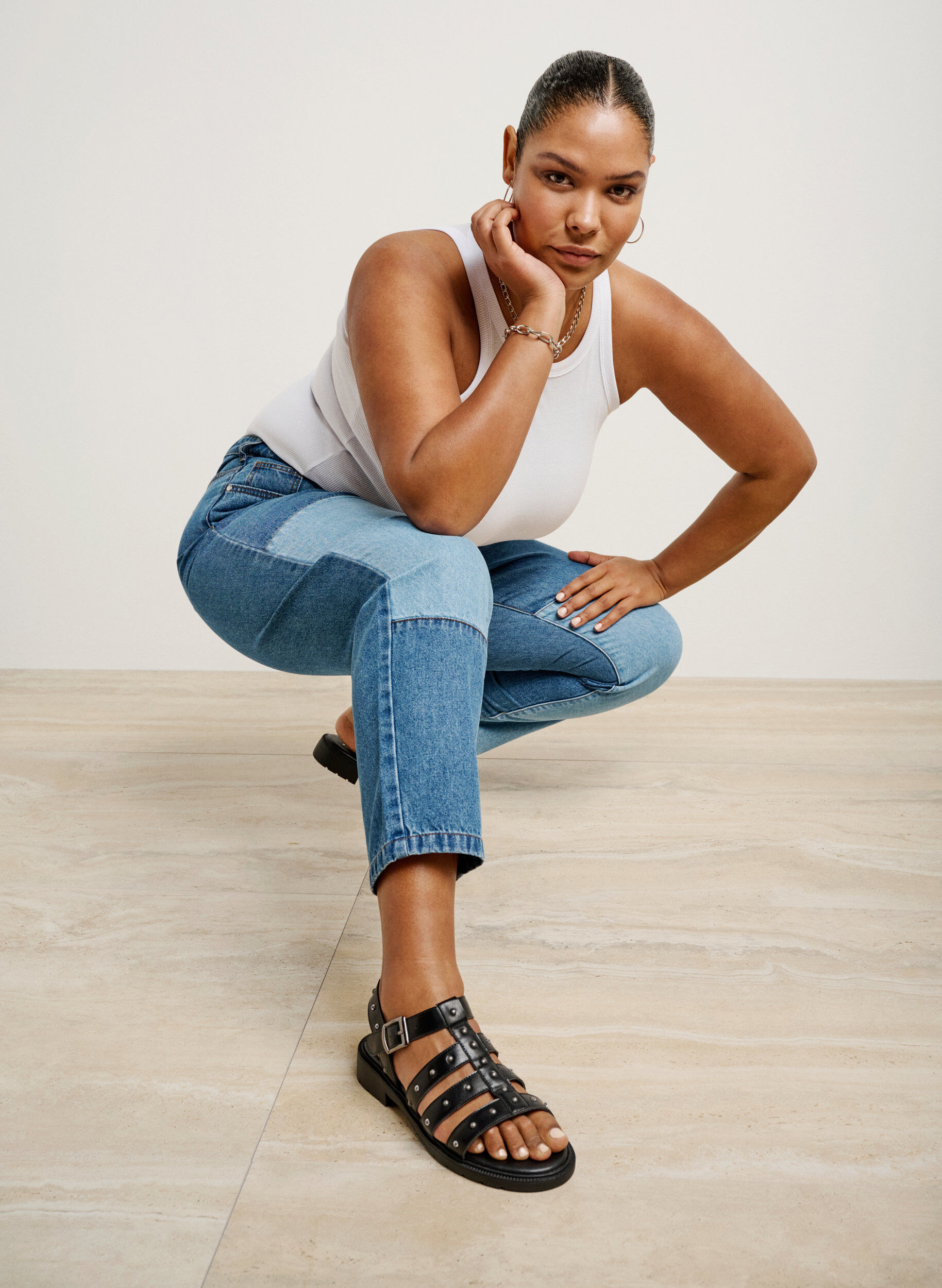 Wide fit - Sandal med nitter